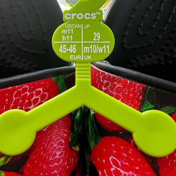 Crocs Classic Hyperreal Slide Sandals Strawberries Black Red 208376-643  M11 main image 5